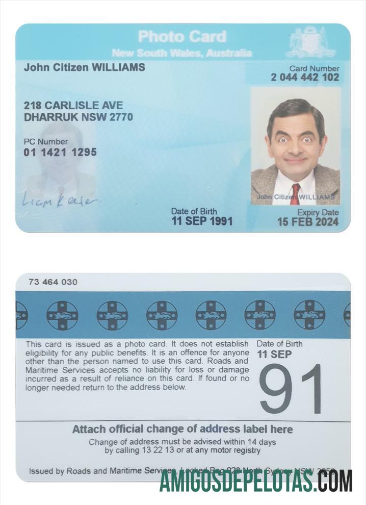 Cartão fotográfico Austrália Nova Gales do Sul modelo